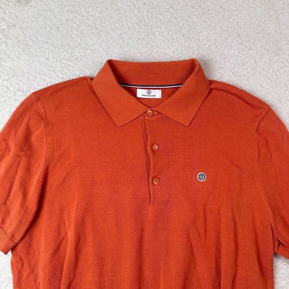 Serge Blanco‎ Knit Polo Shirt Mens Small Orange Short Sleeve - Picture 9 of 13